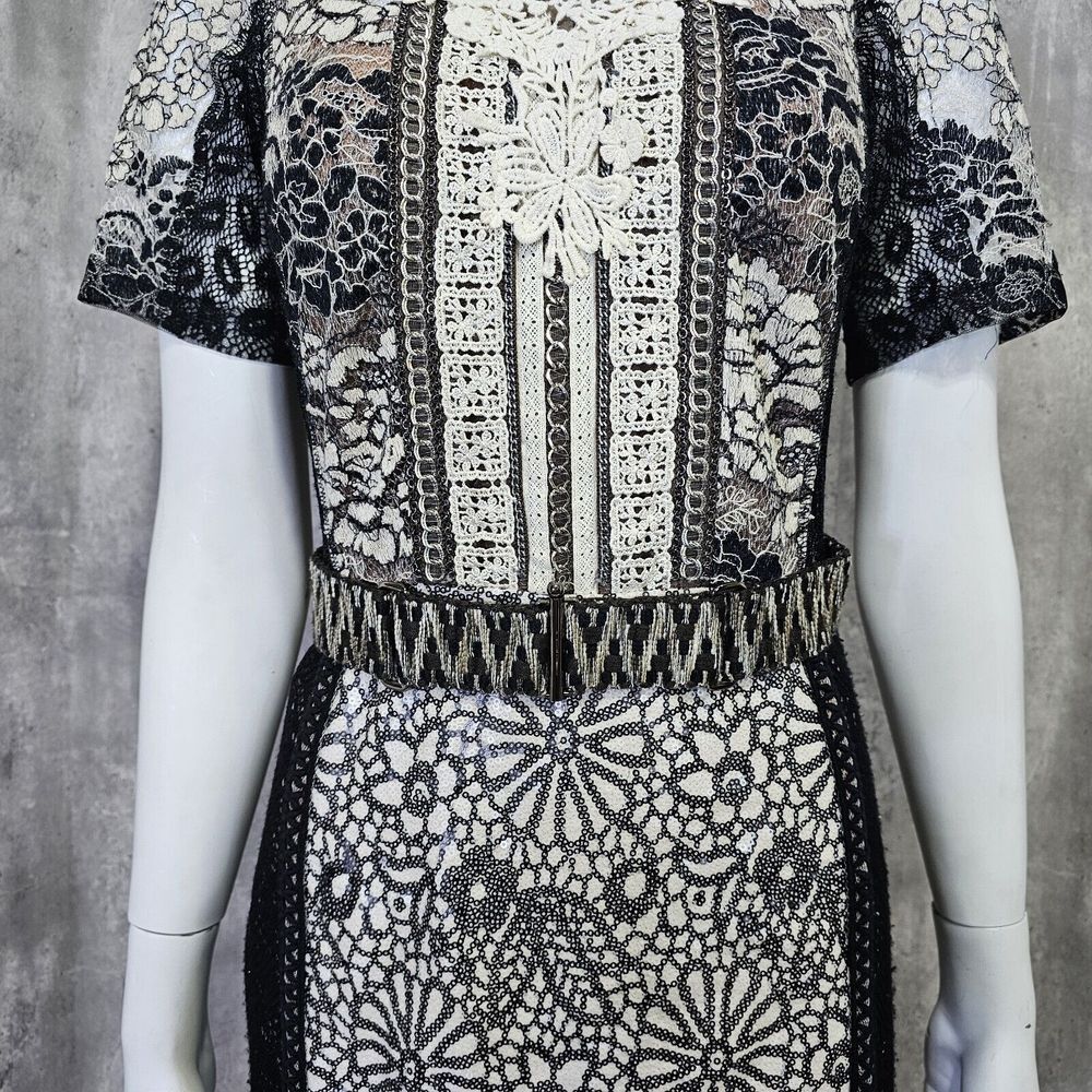 Beguile by Byron Lars 4‎ Melange Cream Black Lace Dress Cocktail Elegant Chic - Picture 4 of 10